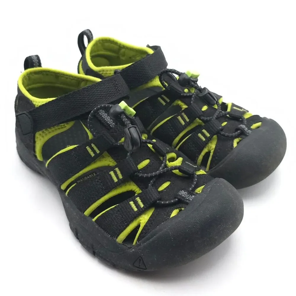 KEEN FootWear Kids Sandals 2 Black & Green Outdoor Water Shoes Hook Loop